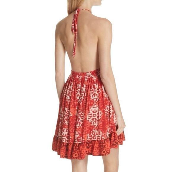 Free People Alluring Halter Mini Dress Keyhole Halter Neckline Red, Orange Small - Picture 5 of 15